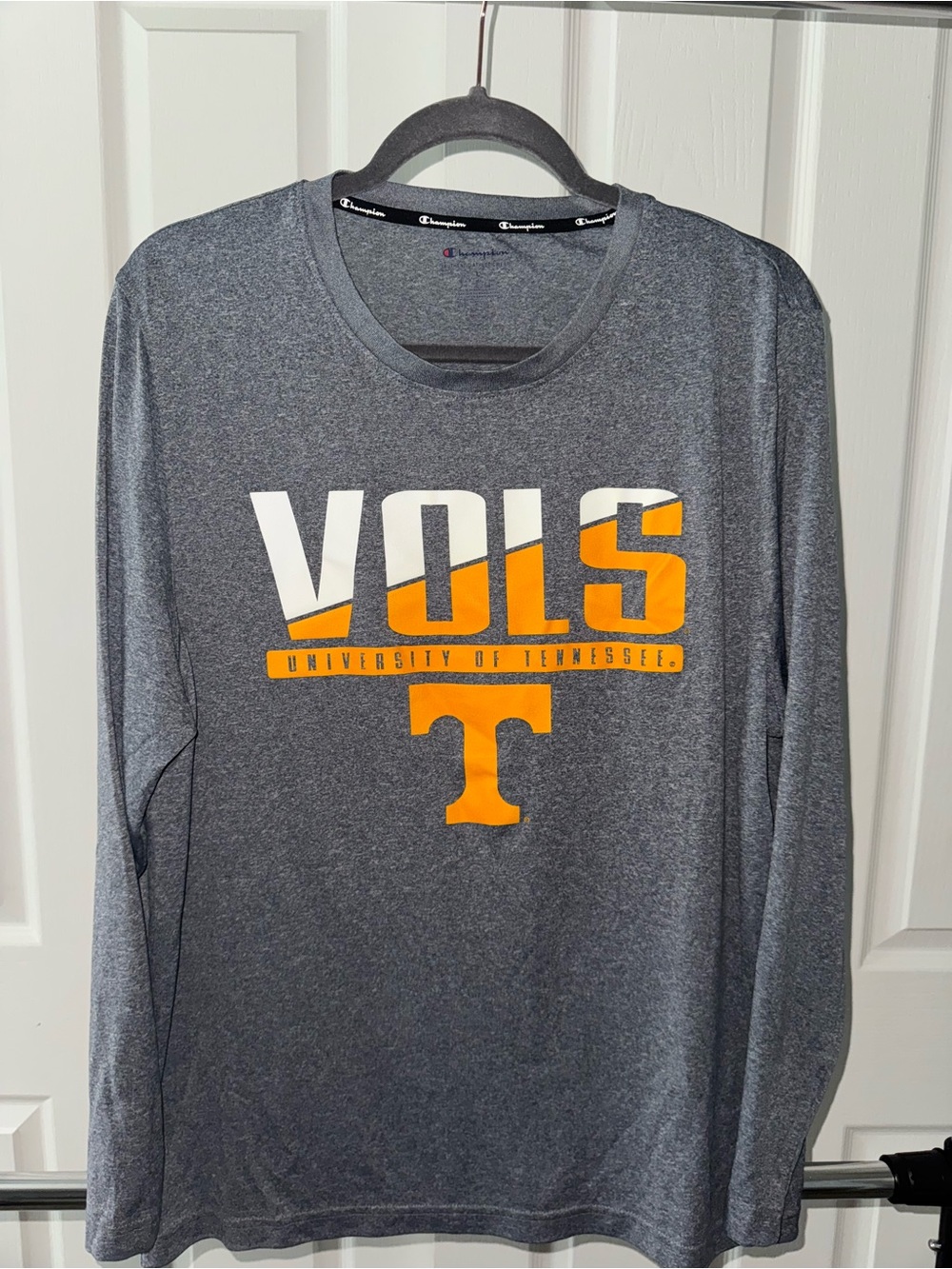 Champion Gray Long-Sleeve 'VOLS' Performance Tee with Orange Logo